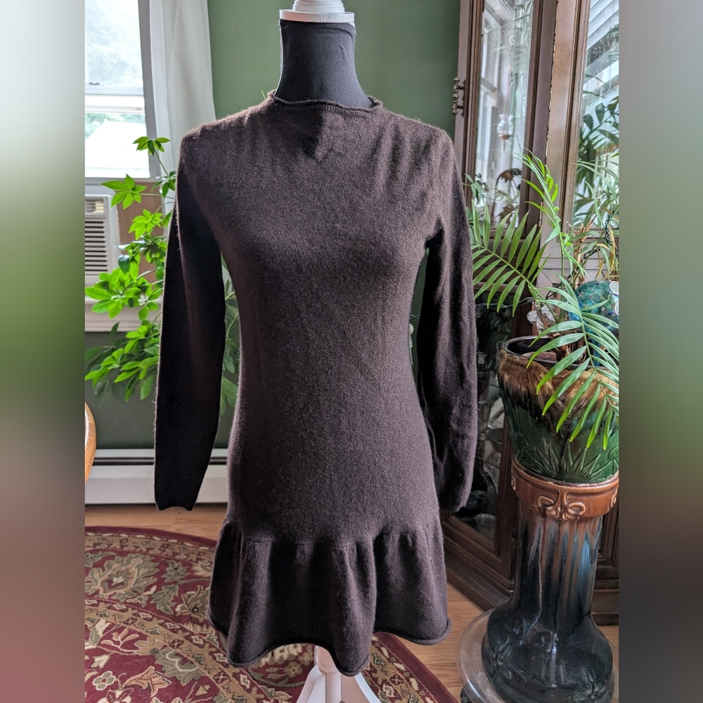 Dark Brown Cashmere Long Sleeve Dress